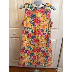 Chadwicks Womens Floral Print Sleeveless Dress Size M - Linen Blend